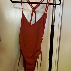 Burnt orange one piece swimmy suit
